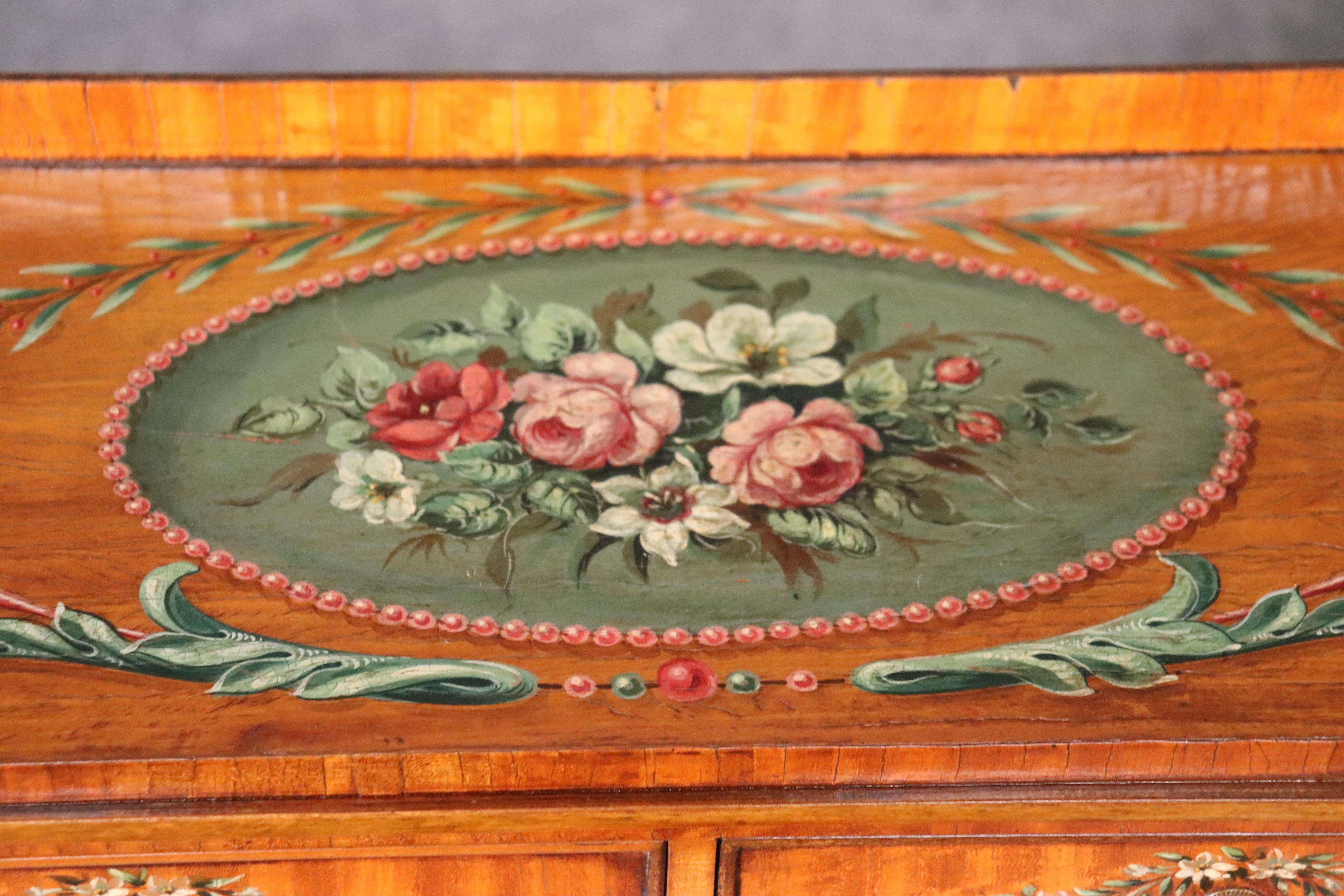 English Adams Painted Decorated Satinwood Carlton House Desk, circa 1900 3