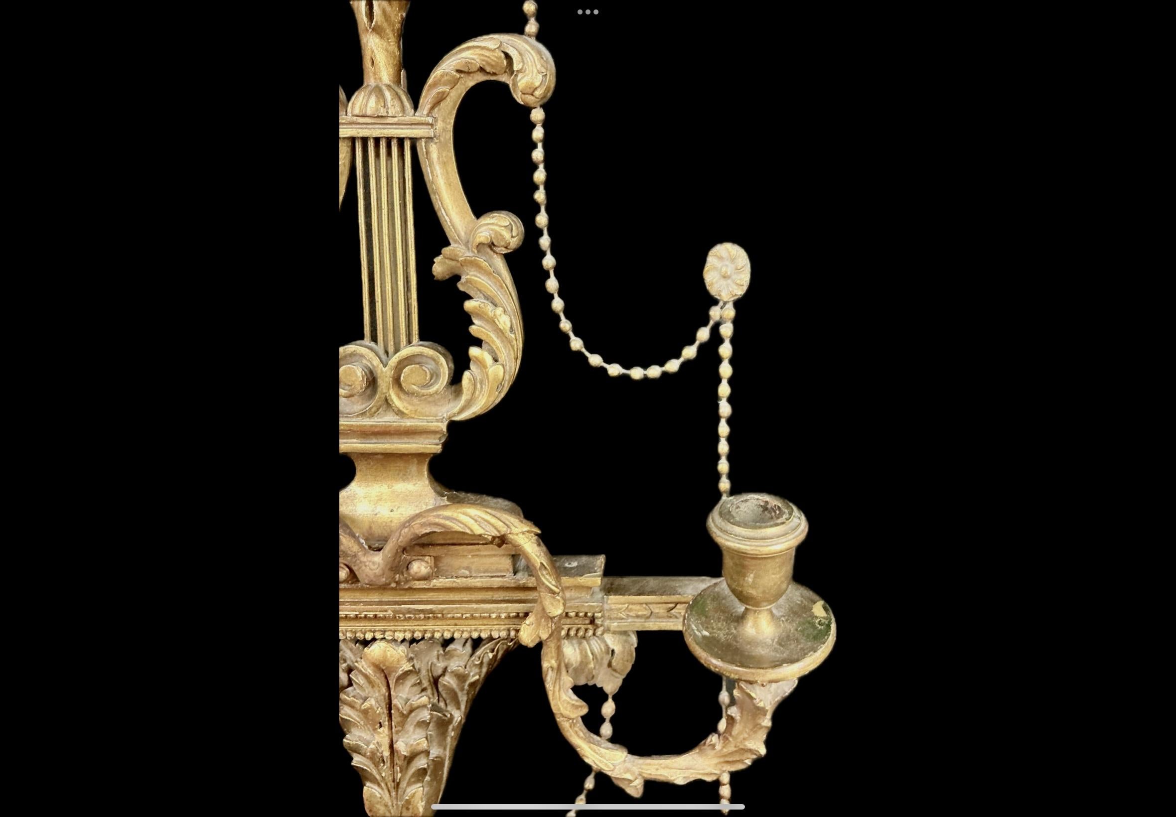 Englisch Adams Stil Giltwood Girandole Wandleuchter im Zustand „Gut“ im Angebot in Bradenton, FL