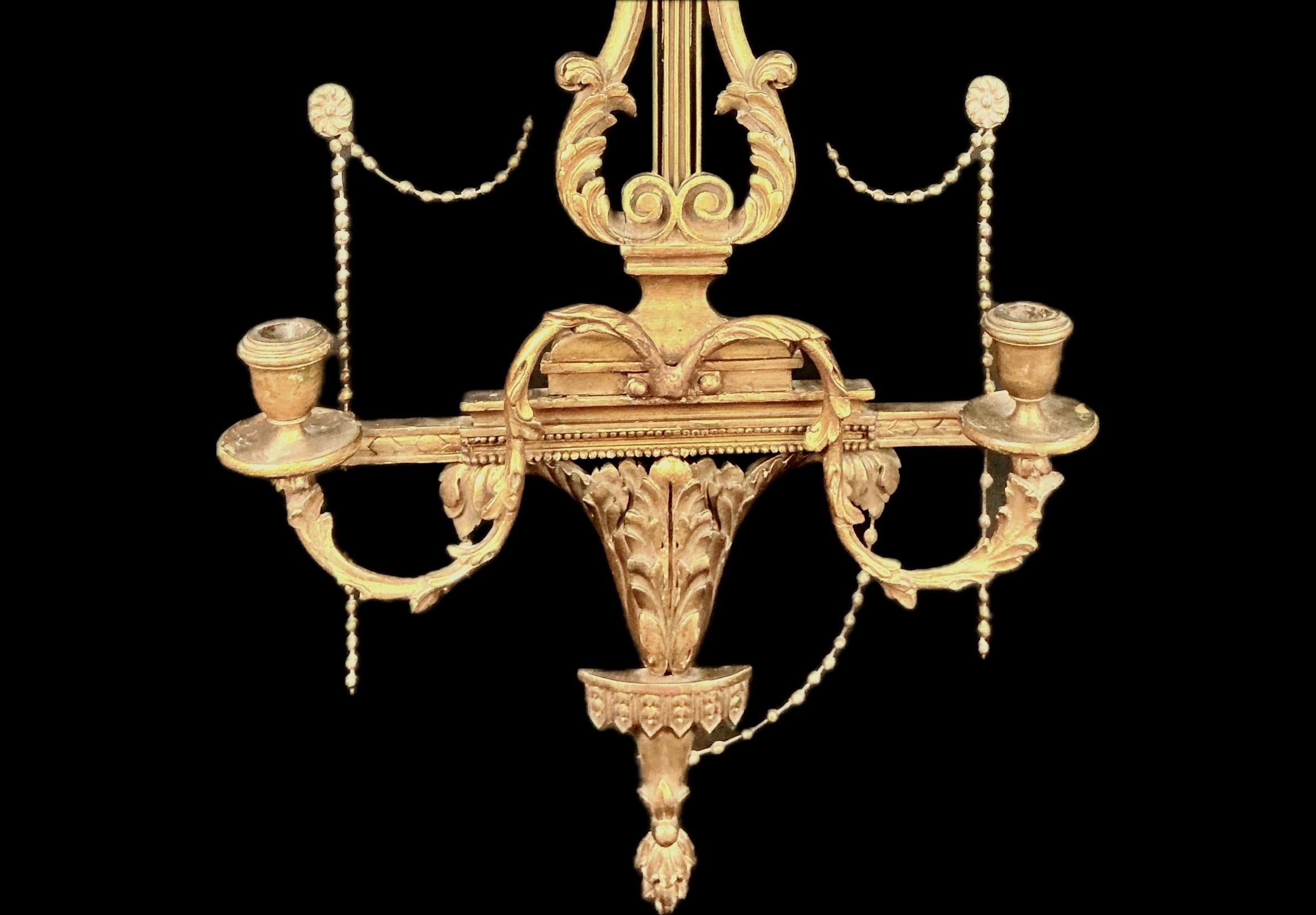 Englisch Adams Stil Giltwood Girandole Wandleuchter (19. Jahrhundert) im Angebot
