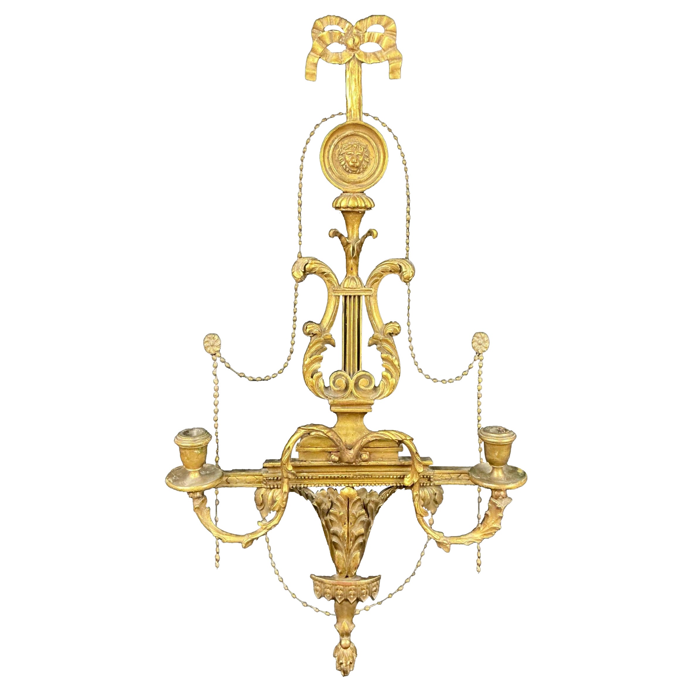 Englisch Adams Stil Giltwood Girandole Wandleuchter im Angebot