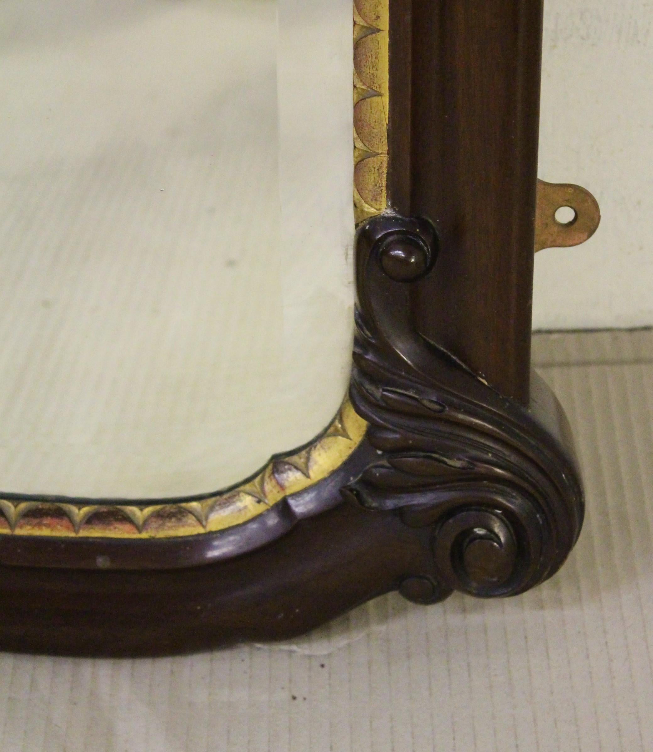 English Adams Style Mahogany Wall Mirror or Over-Mantle In Good Condition In Poling, West Sussex