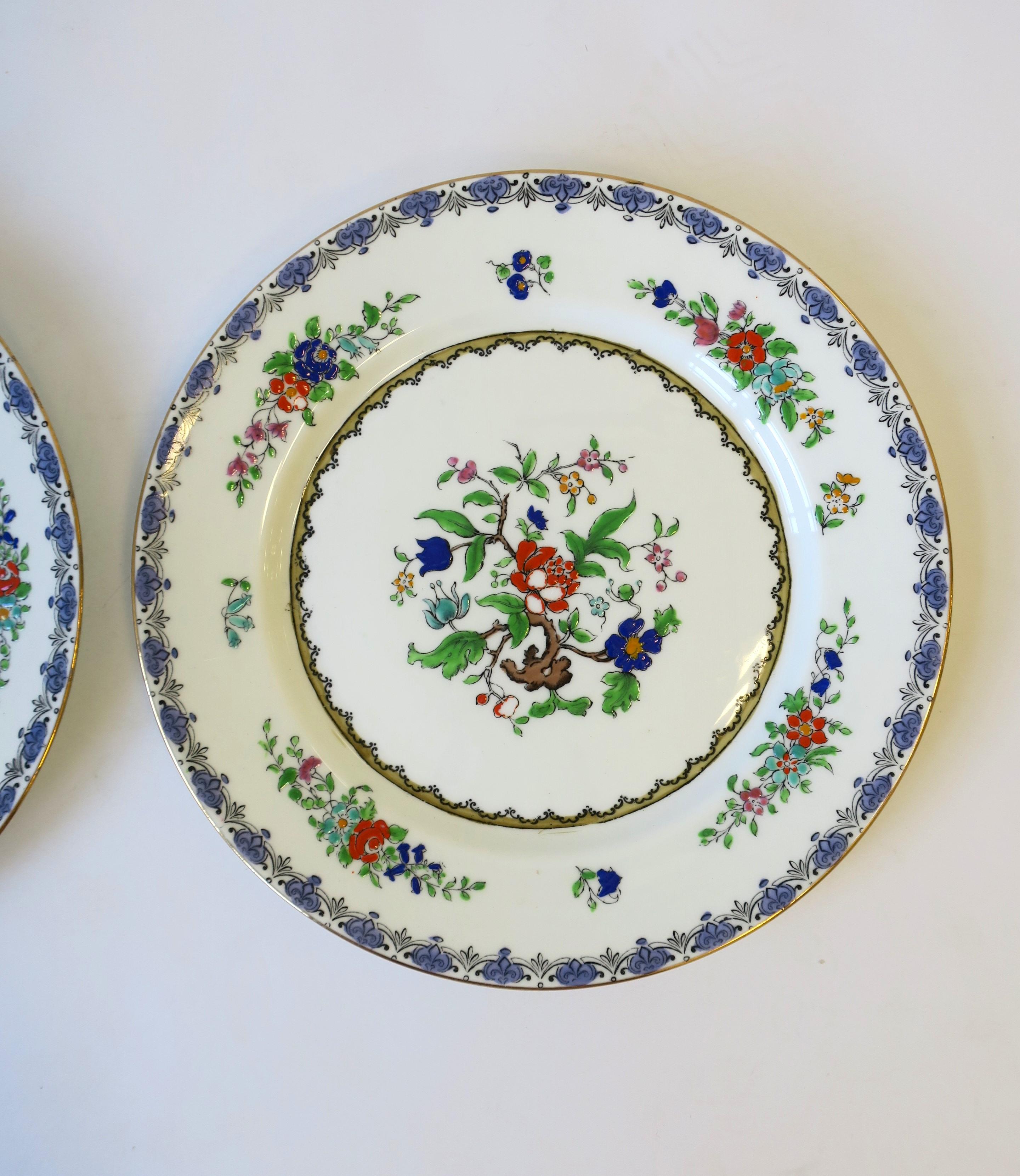 Glazed English Adderley Ware Porcelain Plates, Pair For Sale