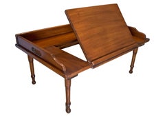 Antique English Mahogany Adjustable Reading Breakfast Tray With Gallery Sides