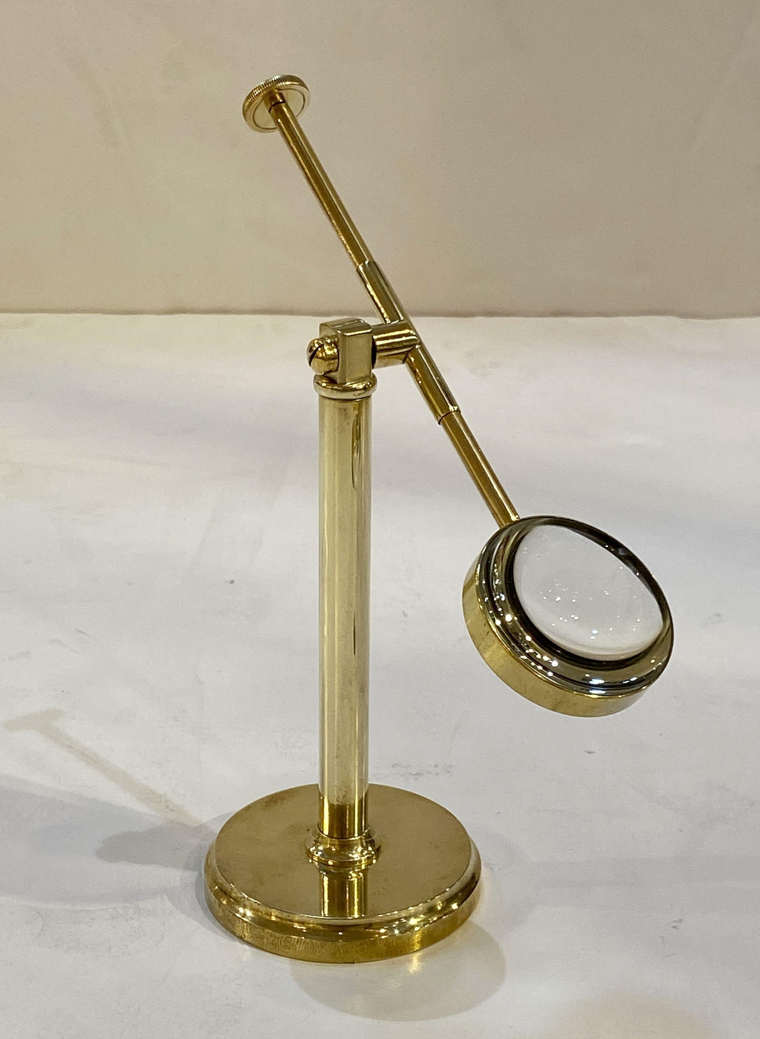 English Adjustable Standing Desk Magnifier of Brass 1
