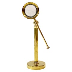 Antique English Adjustable Standing Desk Magnifier of Brass