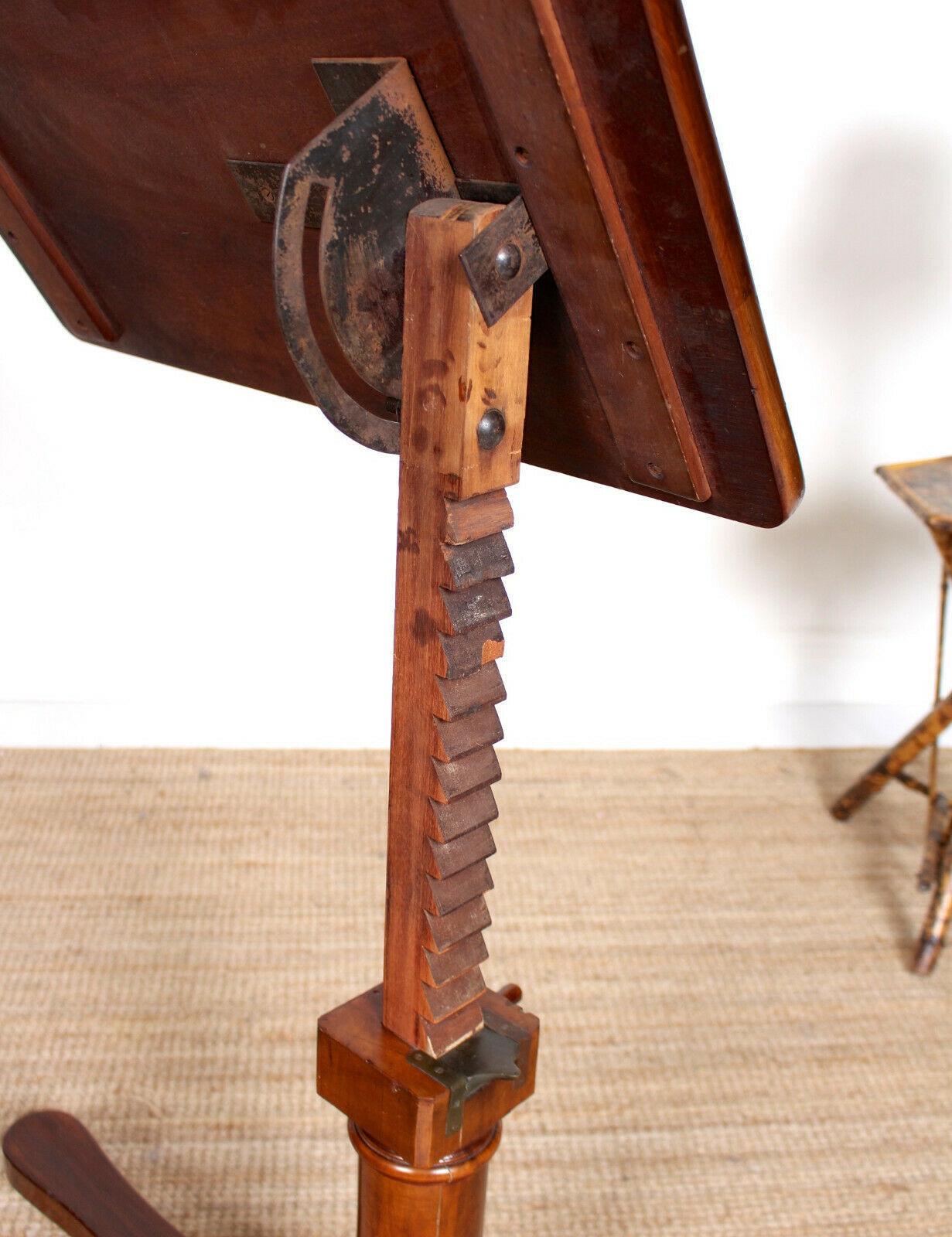 English Adjustable Writing Desk 19th Century Portable Architechts Table Mahogany 3
