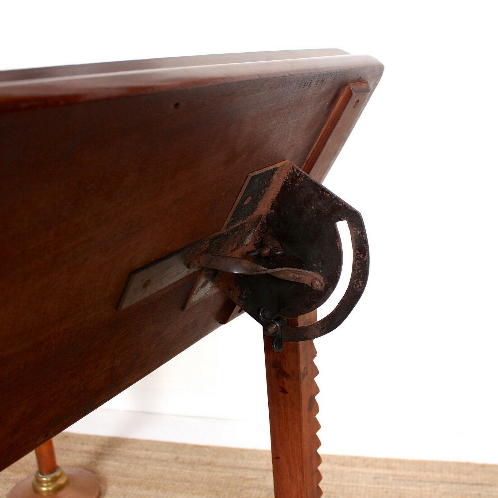 English Adjustable Writing Desk 19th Century Portable Architechts Table Mahogany 5
