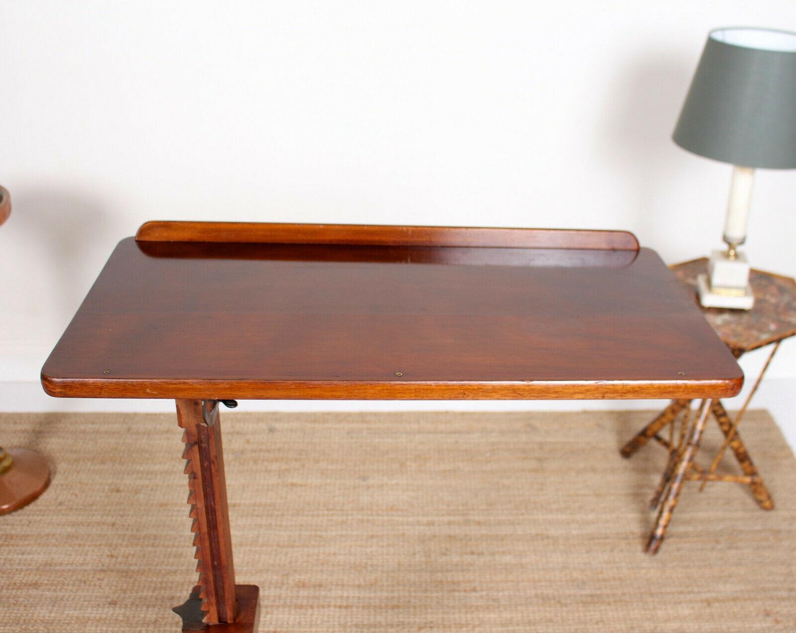 English Adjustable Writing Desk 19th Century Portable Architechts Table Mahogany 6