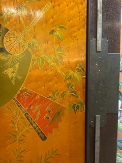 English Aesthetic Movement Antique Handpainted Cabinet, in Japanese Style
