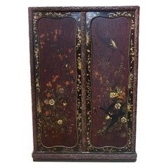 English Aesthetic Movement Antique Handpainted Cabinet, in Japanese Style
