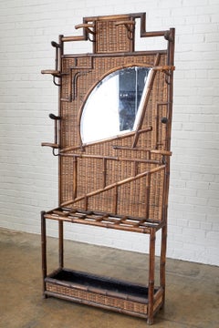 English Aesthetic Movement Bamboo Hall Tree Coat Rack