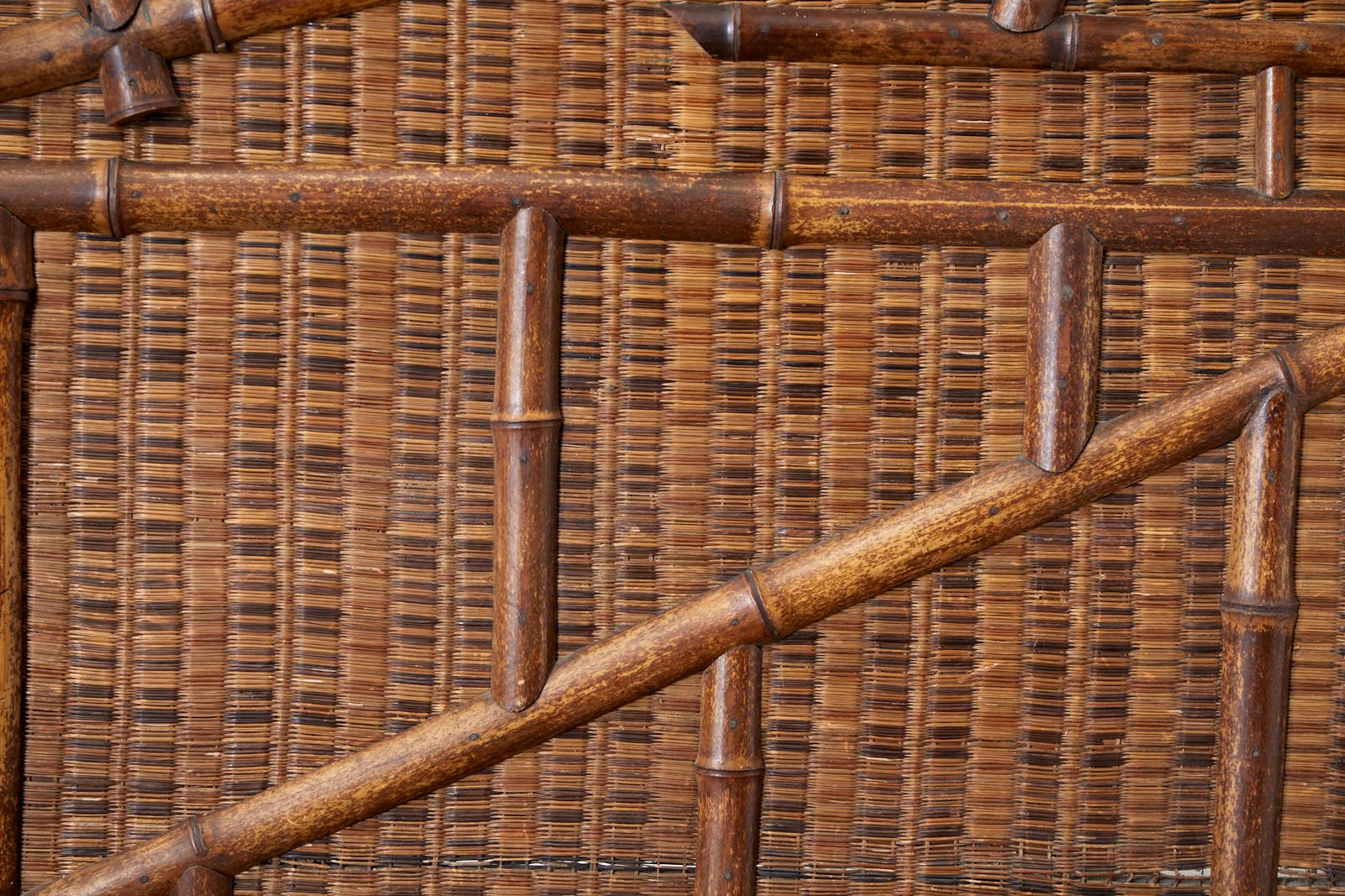 Grasscloth English Aesthetic Movement Bamboo Hall Tree Coat Rack