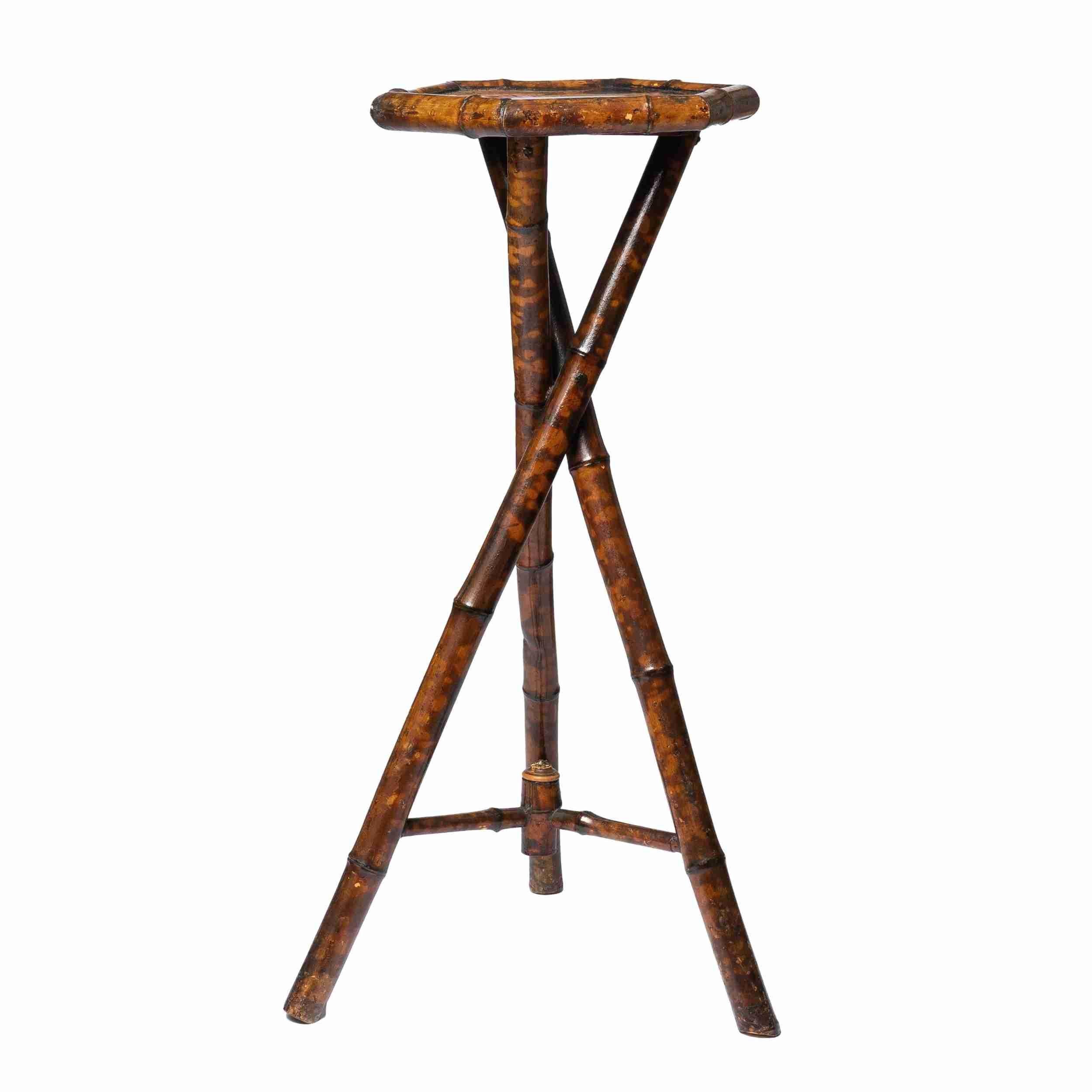 English Aesthetic Movement Bamboo Tripod Plant Stand, 1880 In Good Condition In Kenilworth, IL