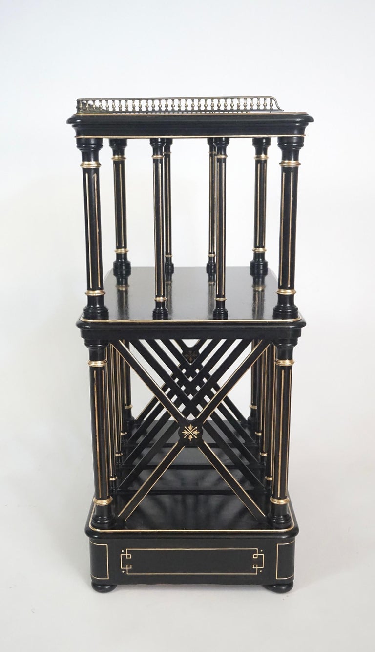 English Aesthetic Movement Ebonized and Parcel Gilt Canterbury Stand or ...