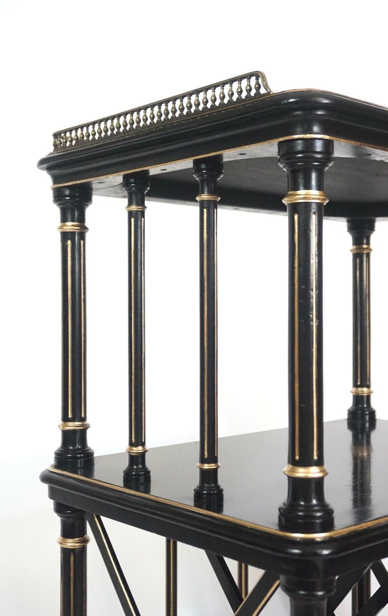 English Aesthetic Movement Ebonized and Parcel Gilt Canterbury Stand or ...