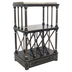 English Aesthetic Movement Ebonized and Parcel Gilt Canterbury Stand or Étagère