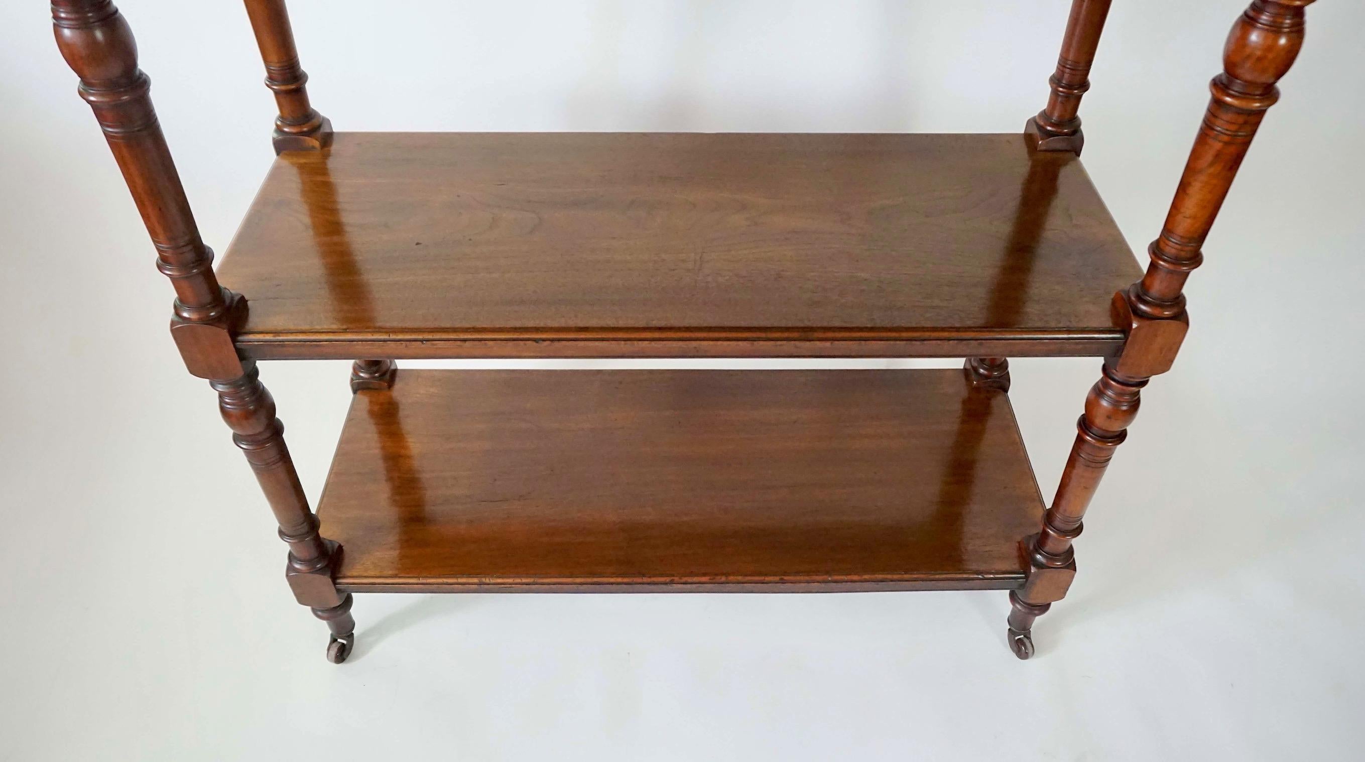 Brass English Aesthetic Movement Etagere in Chestnut, circa 1880