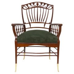 Aesthetic Movement, fauteuil en acajou avec assise en daim