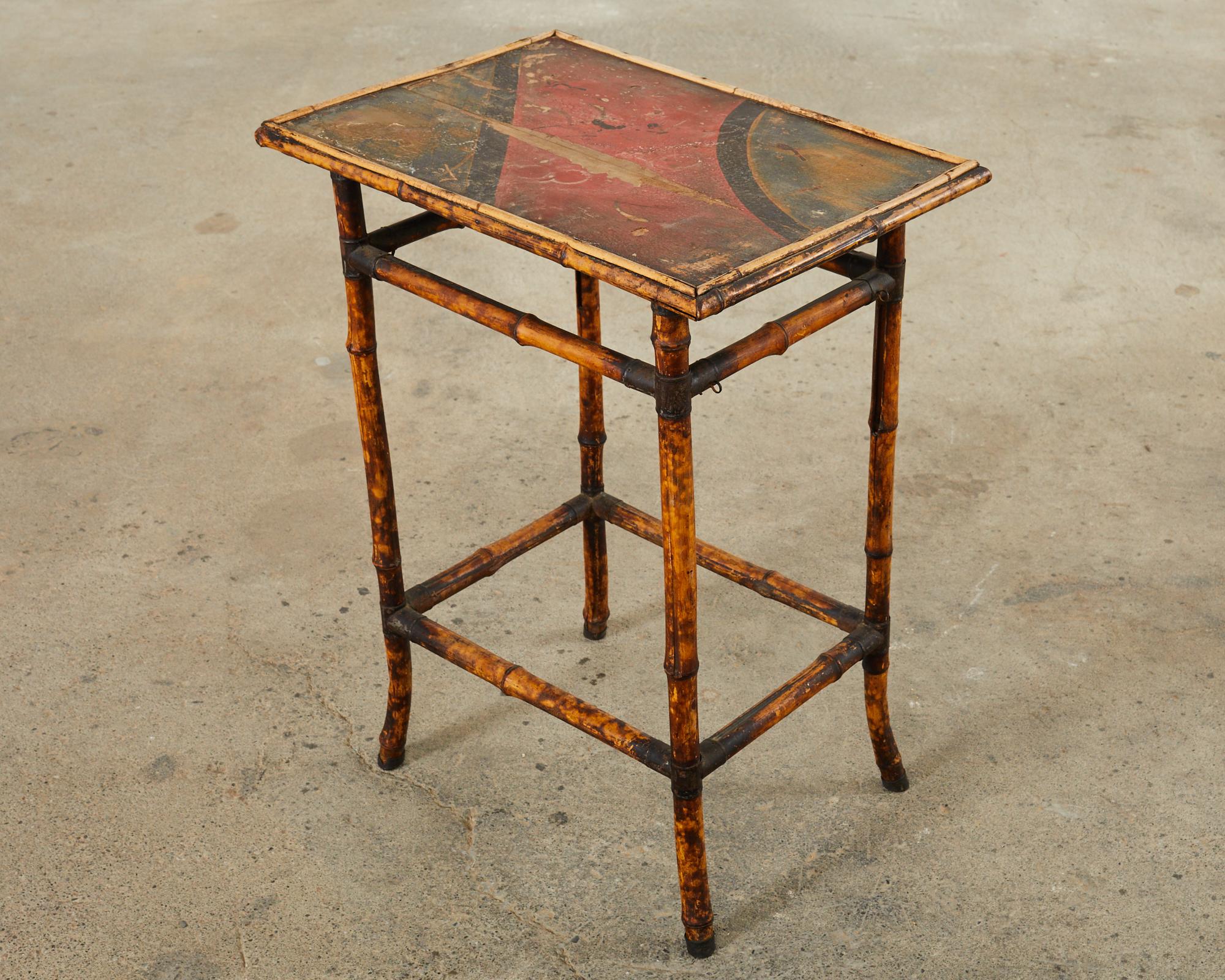 English Aesthetic Tortoise Bamboo Drinks or Side Table 4