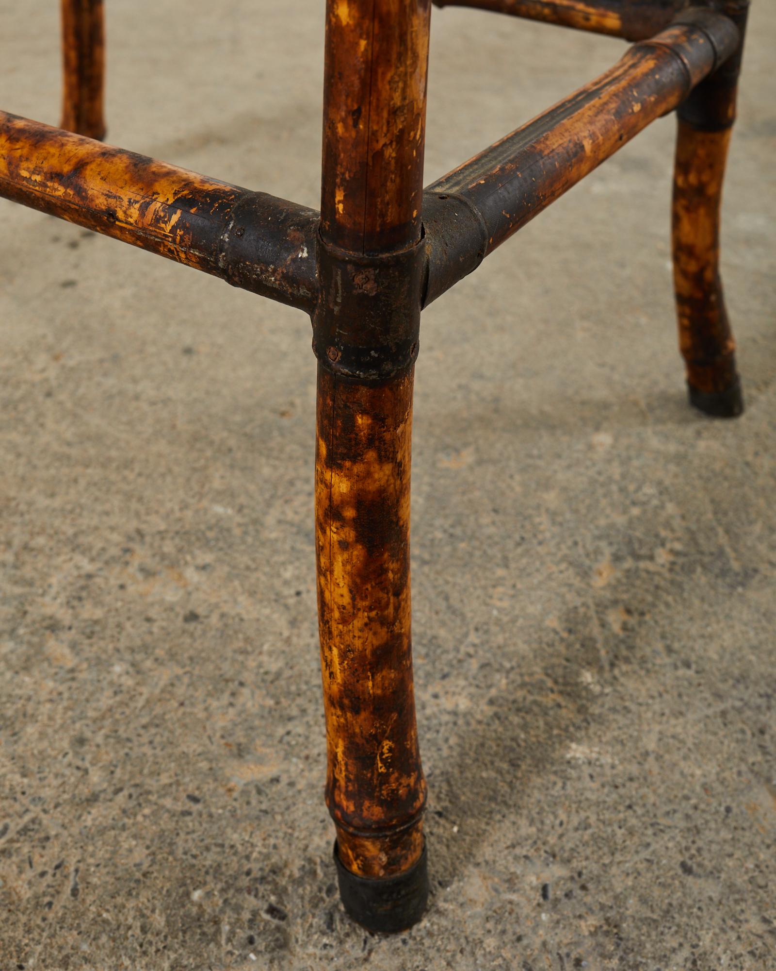English Aesthetic Tortoise Bamboo Drinks or Side Table 6