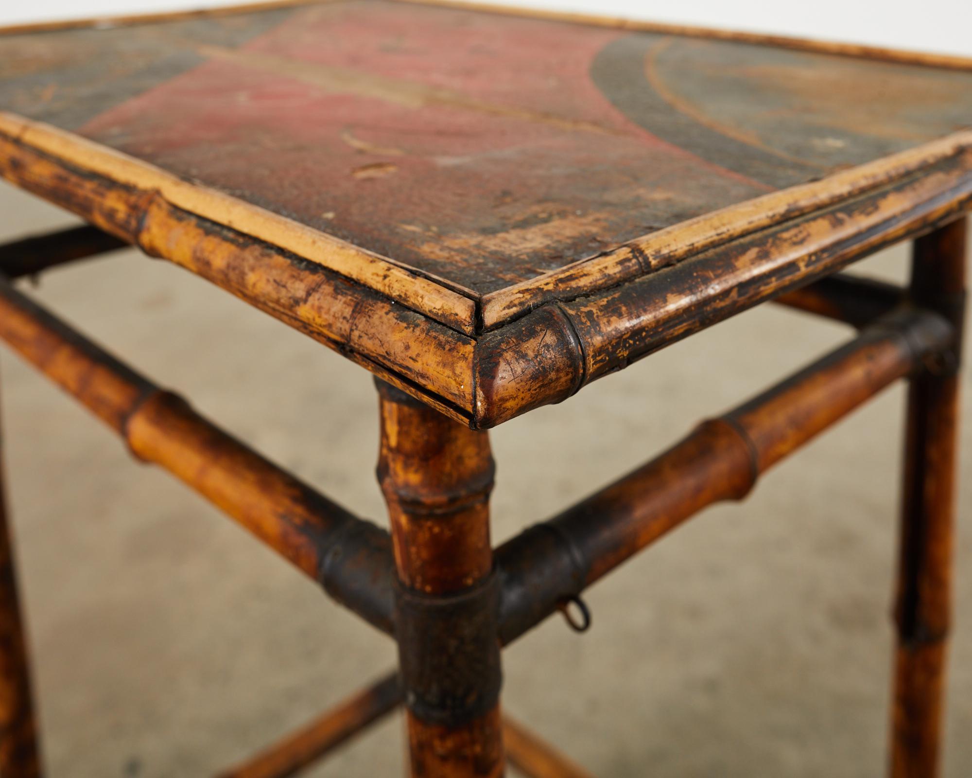English Aesthetic Tortoise Bamboo Drinks or Side Table 8