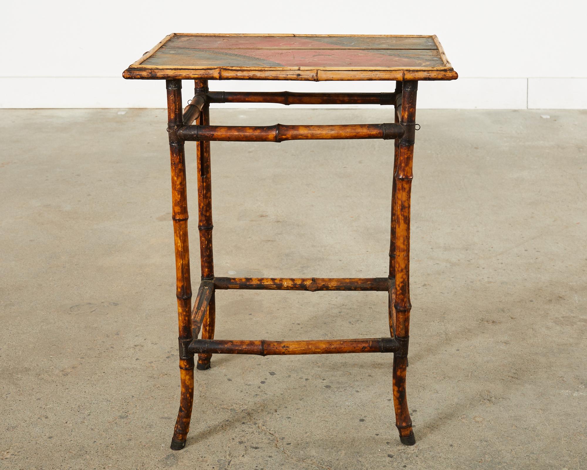 English Aesthetic Tortoise Bamboo Drinks or Side Table 9