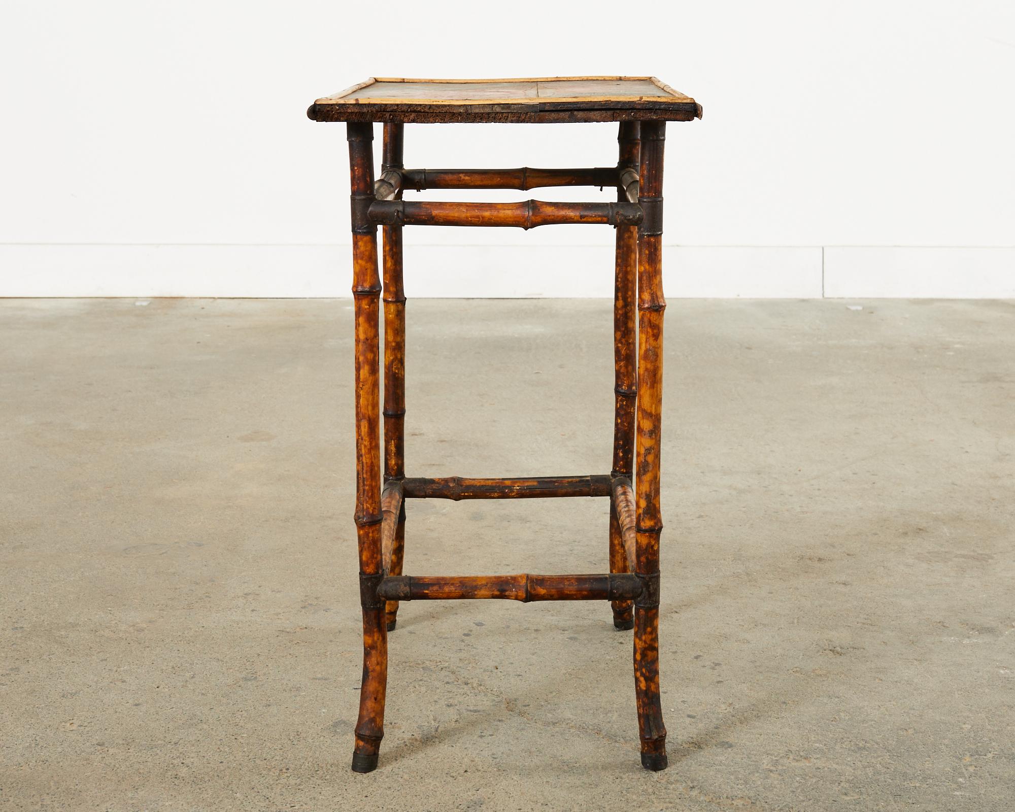 English Aesthetic Tortoise Bamboo Drinks or Side Table 11
