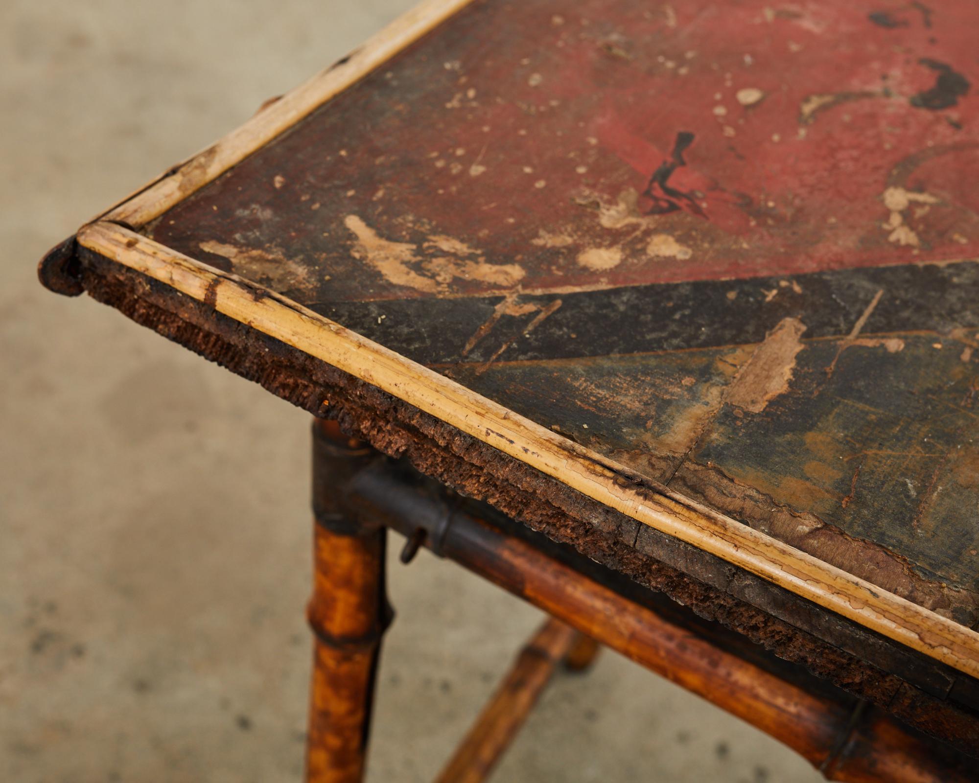 English Aesthetic Tortoise Bamboo Drinks or Side Table 12