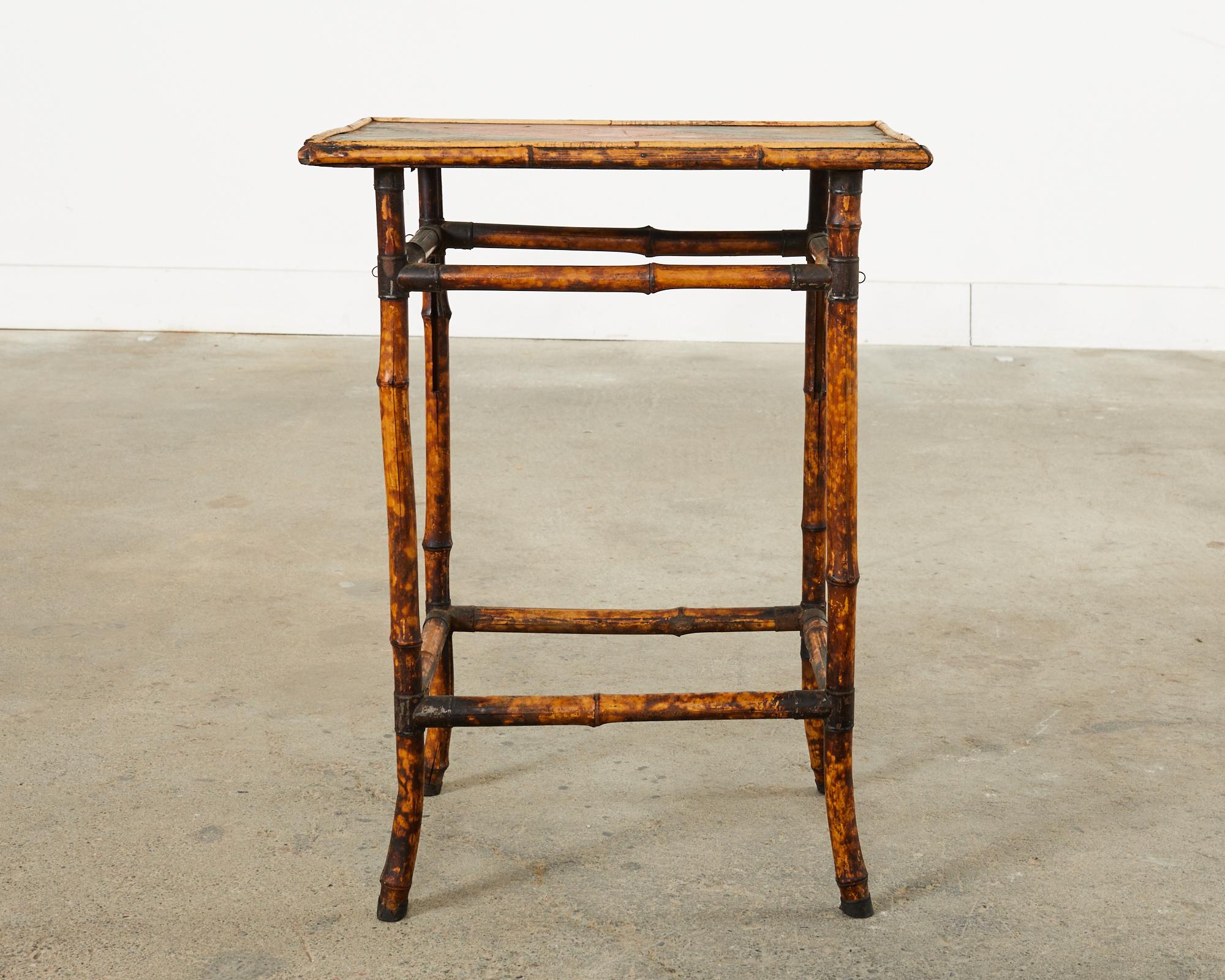 Hand-Crafted English Aesthetic Tortoise Bamboo Drinks or Side Table