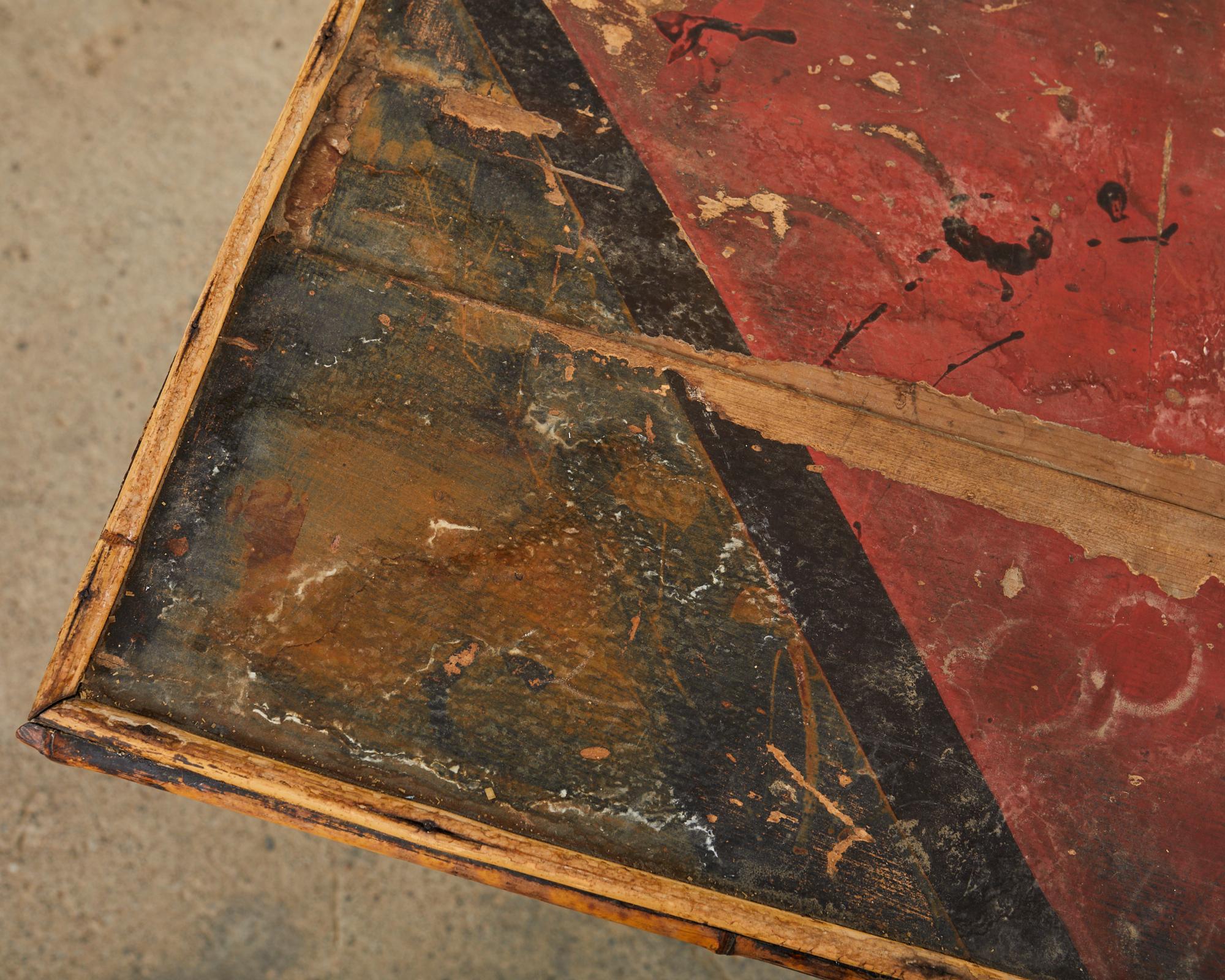 English Aesthetic Tortoise Bamboo Drinks or Side Table In Distressed Condition In Rio Vista, CA