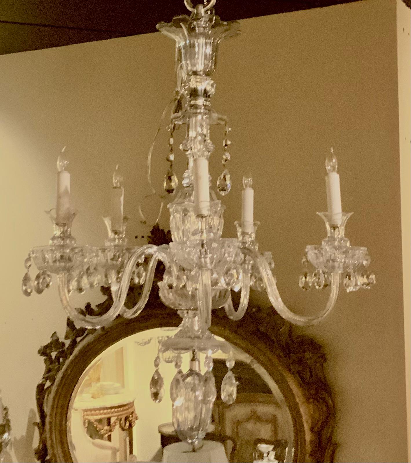 Crystal English all crystal chandelier, 19 th century For Sale
