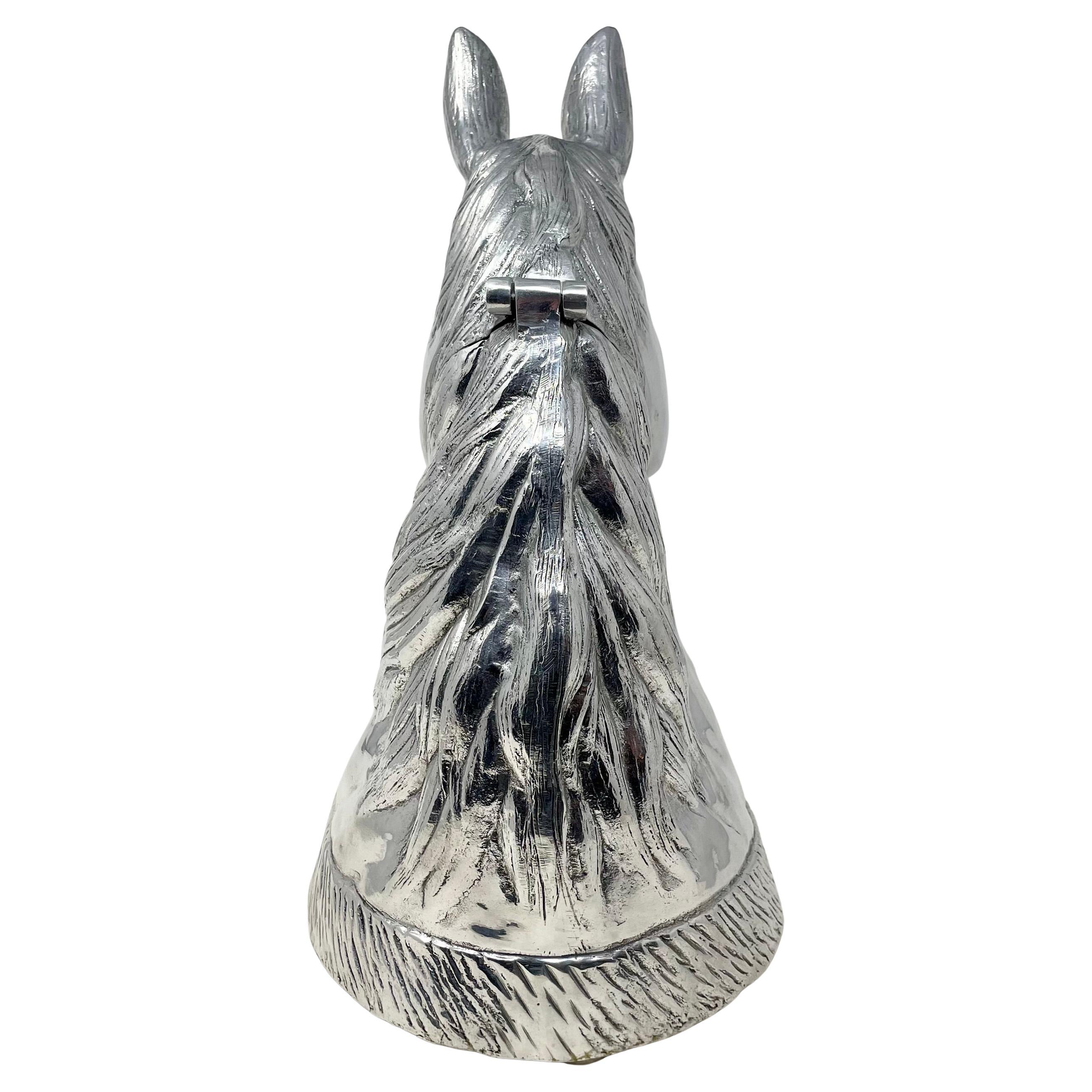 English Aluminum Figural Horsehead Wine or Champagne Cooler. For Sale 6