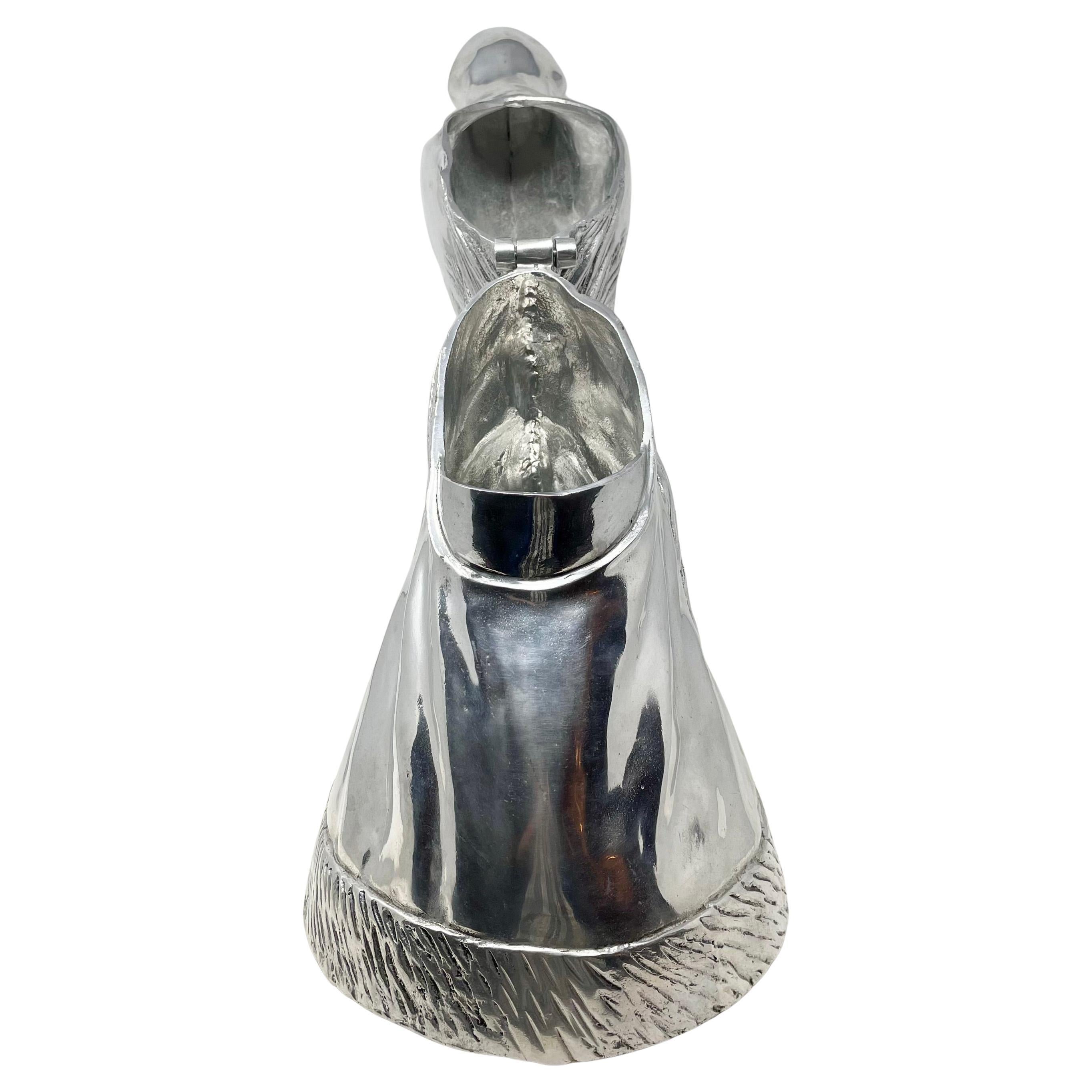 English Aluminum Figural Horsehead Wine or Champagne Cooler. For Sale 2