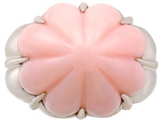 English and French 2013 3.83 Carat Coral and White Gold Bombe Ring