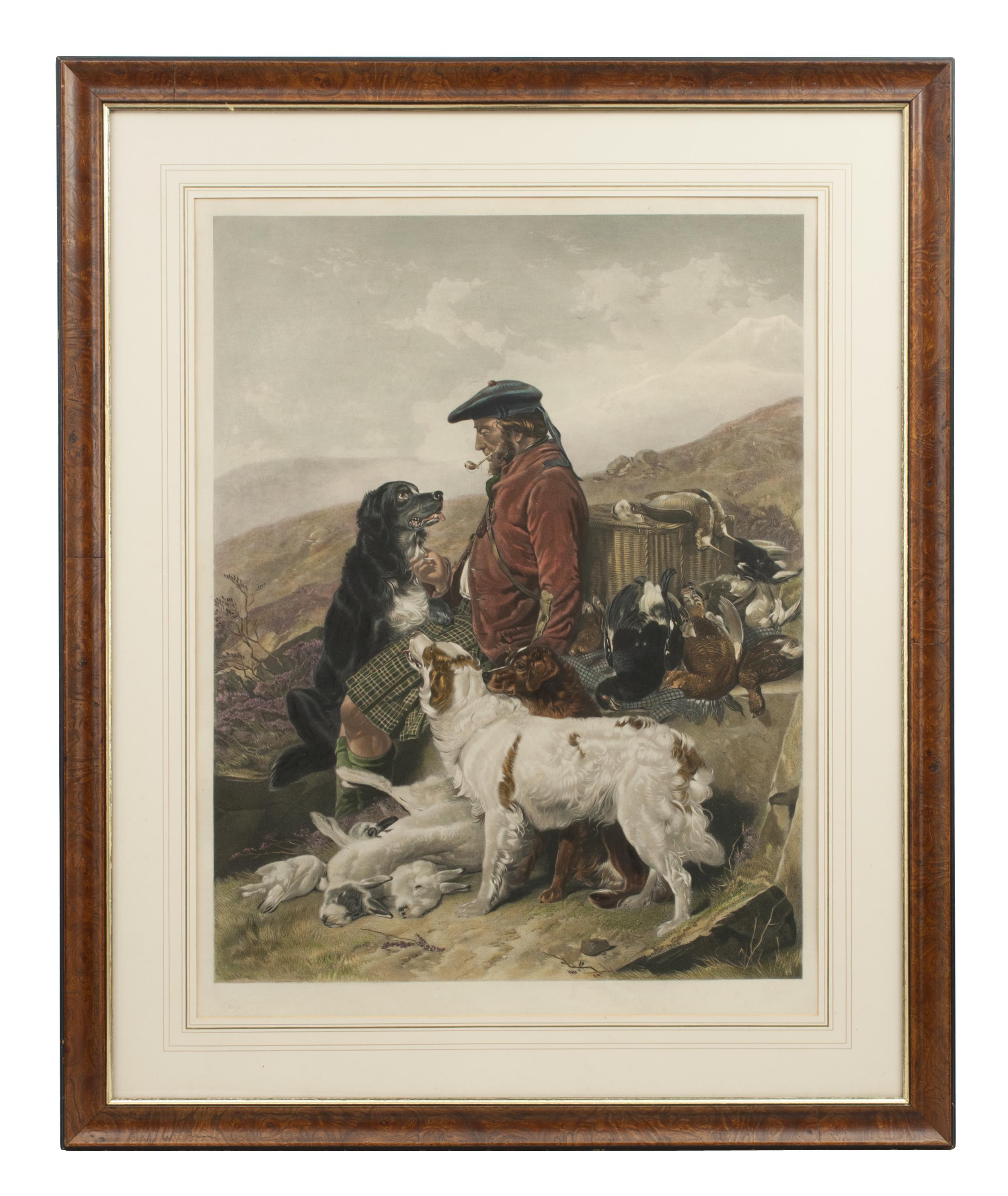 English and Scottish Gamekeepers.
A large pair of mixed method colored engravings of an English and Scottish Gamekeeper, after the original paintings by Richard Ansdell. Both shooting engravings by F. Stackpoole and titled:- English Gamekeeper &