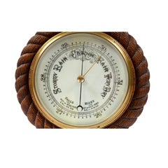 Antique Nautical English Aneroid Barometer XIX Century of Oakwood Carved