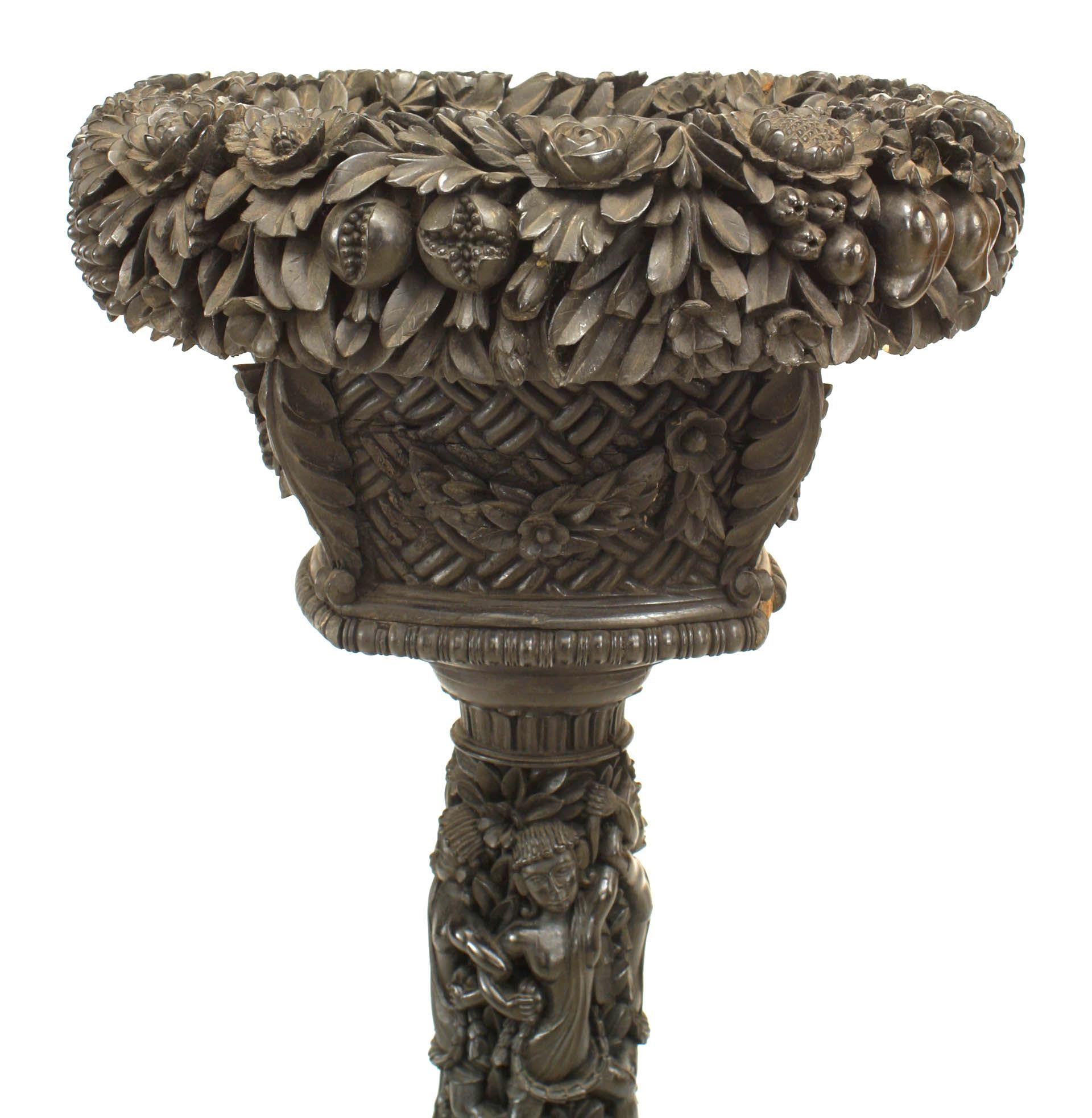 English Anglo-Indian Floral Carved Fernery For Sale