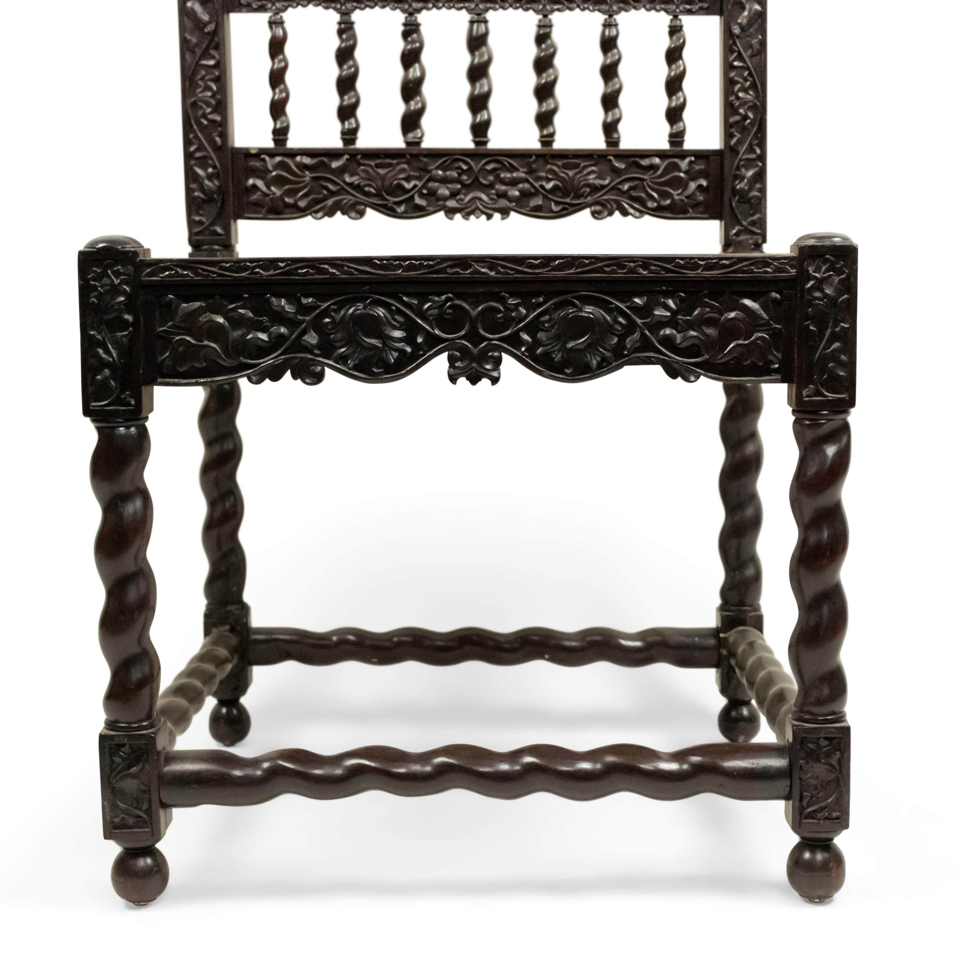 Set of Four English Anglo Indian Rosewood Carved Side Chairs 2