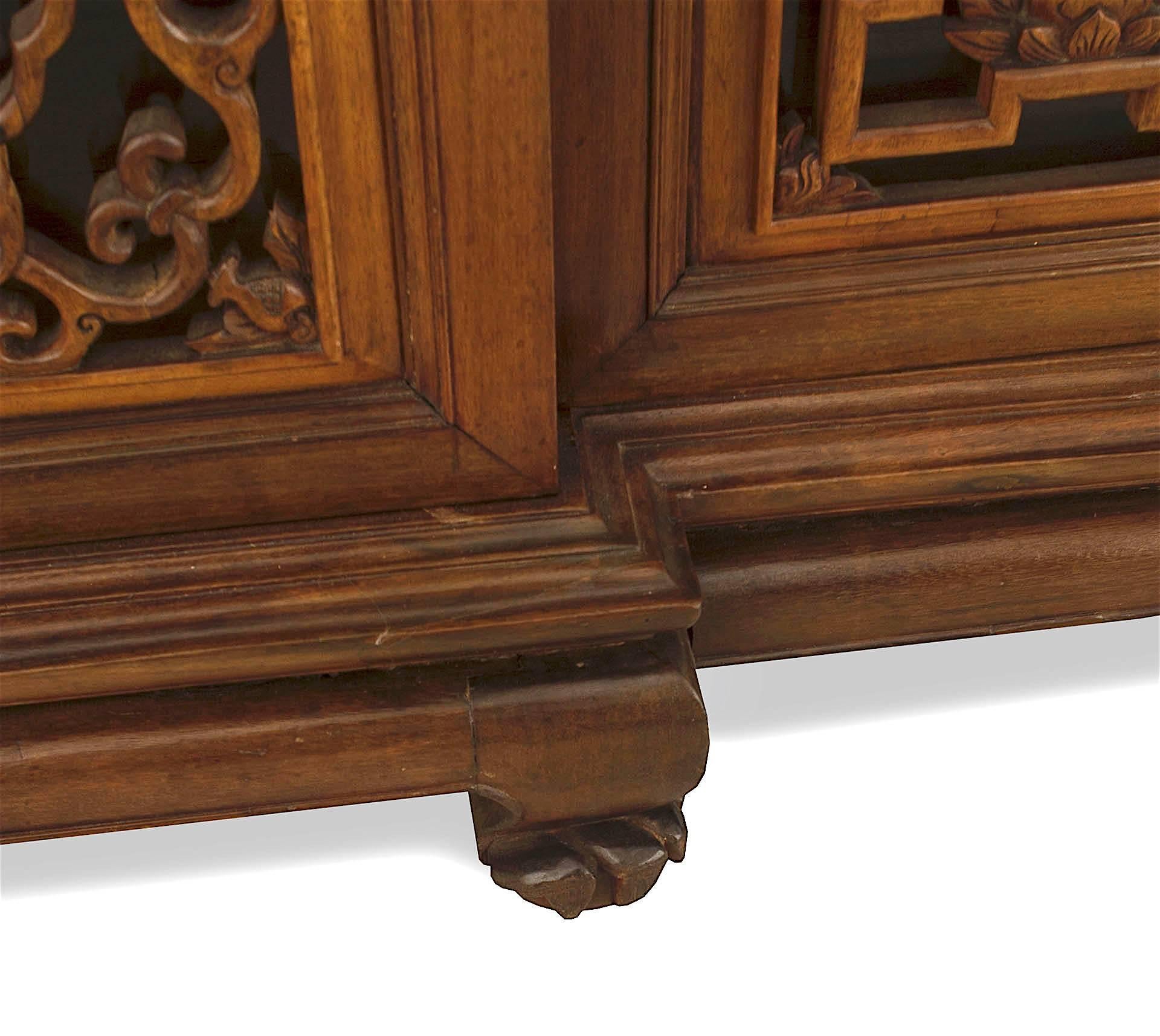 Anglo-Indian Carved Teakwood Breakfront Cabinet For Sale 8