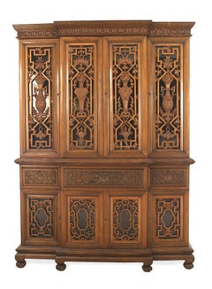 Mobile anglo-indiano intagliato in legno di teak