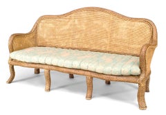 English 'Anglo-Indian Style' Natural Wicker Settee