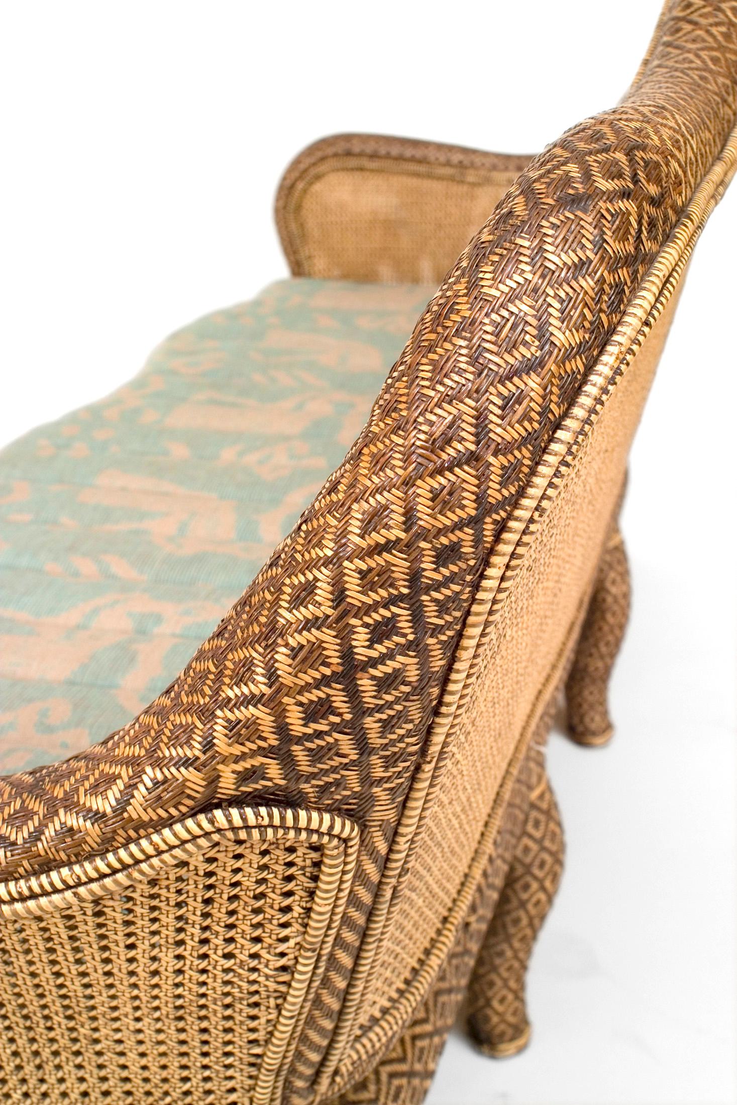 English 'Anglo-Indian Style' Natural Wicker Settee In Good Condition In New York, NY
