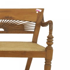 English Anglo-Indian Teak Sunburst Loveseat