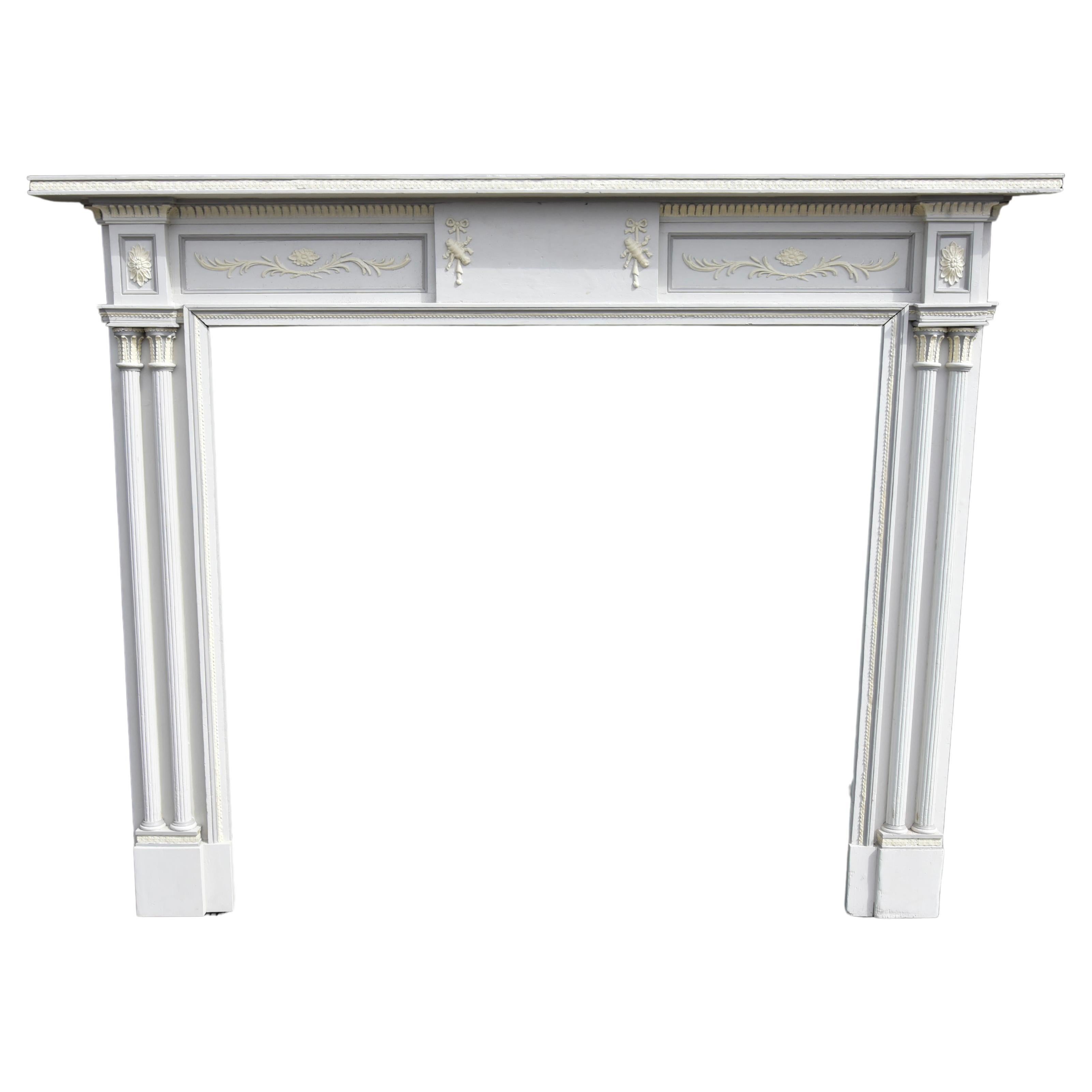 English Antique 18th century fire surround in the Adams style  For Sale