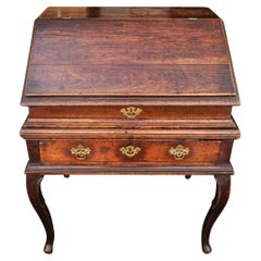 English Antique 18th Century Georgian Bureau Desk on Stand With Fitted Interior.