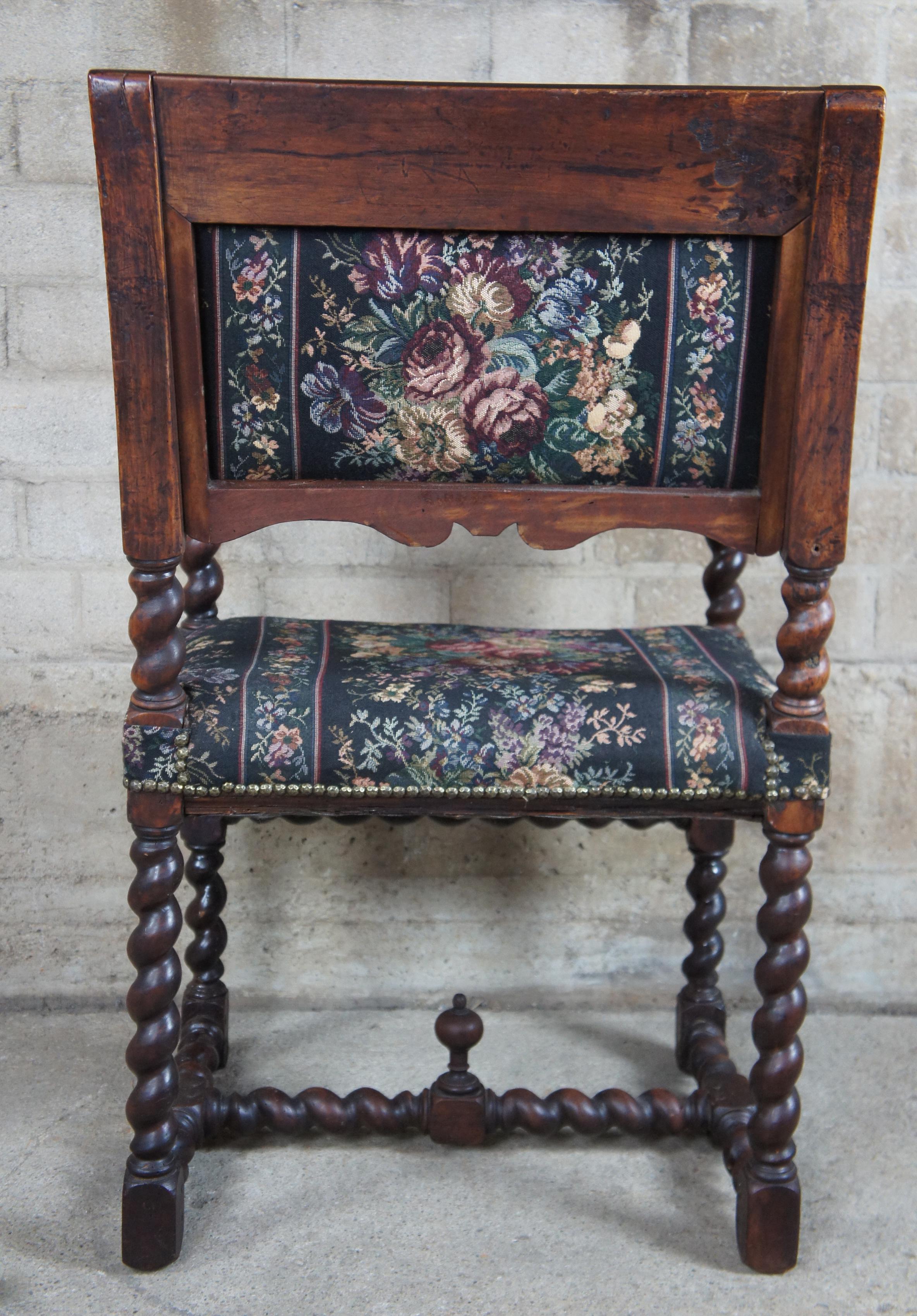 English Antique 19th Century Oak Barley Twist Throne Chair Jacobean Renaissance In Good Condition In Dayton, OH