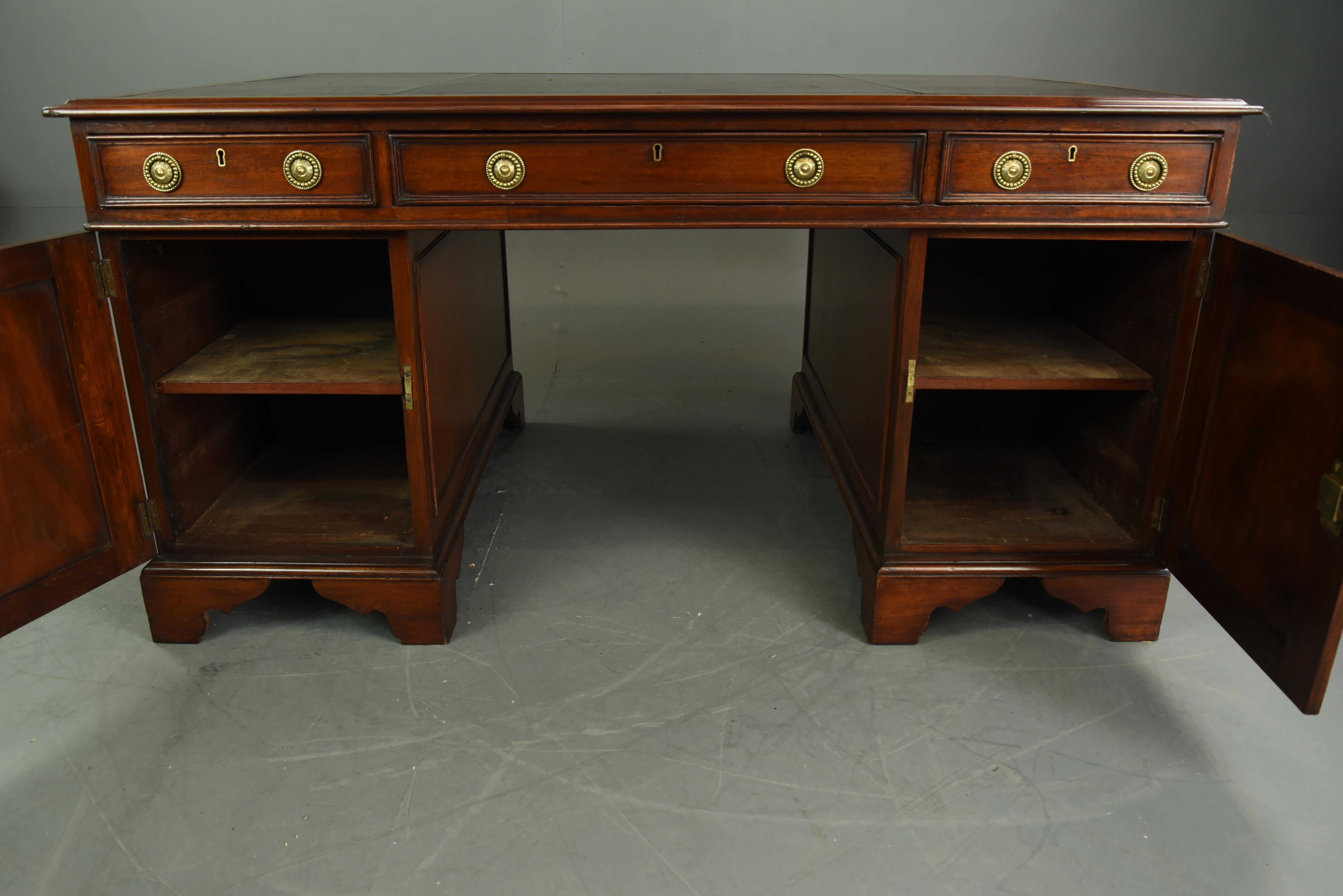 Late 19th Century English Antique 19th century partners desk S & H JEWELL