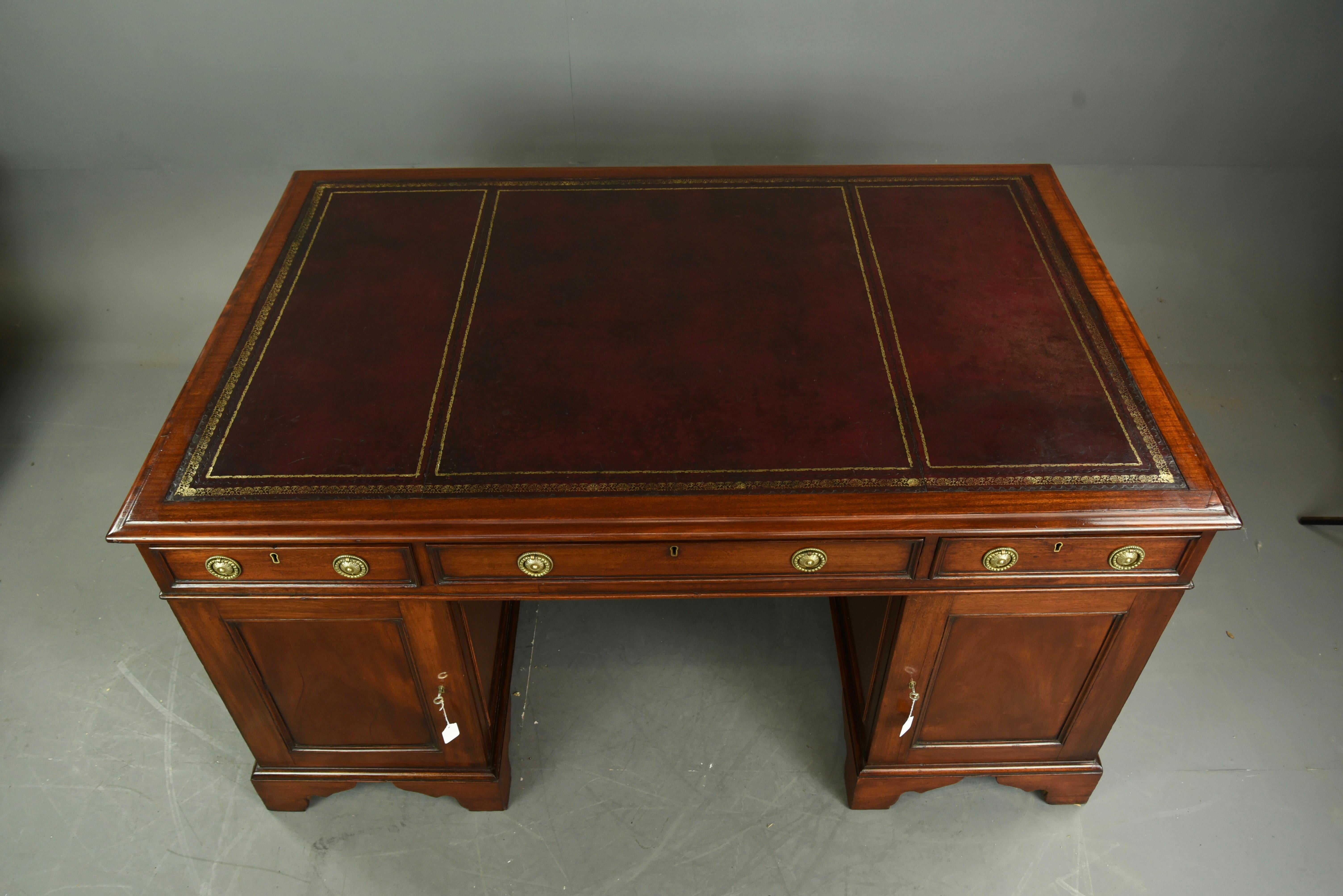 English Antique 19th century partners desk S & H JEWELL 2
