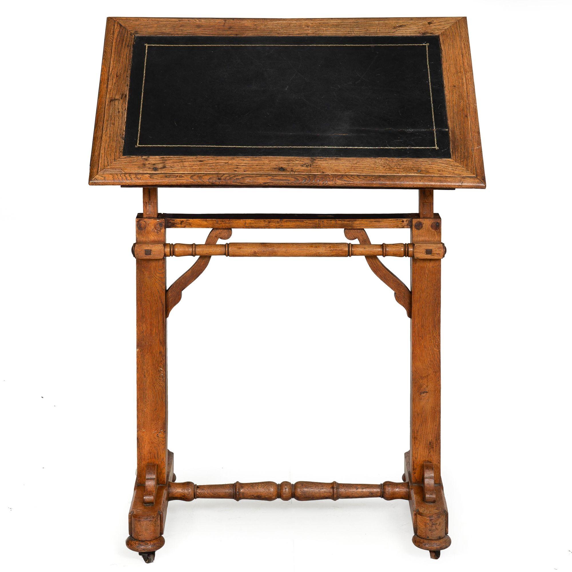 Victorien Ancien bureau d'architecte réglable en hauteur Table à dessin circa 1870 en vente