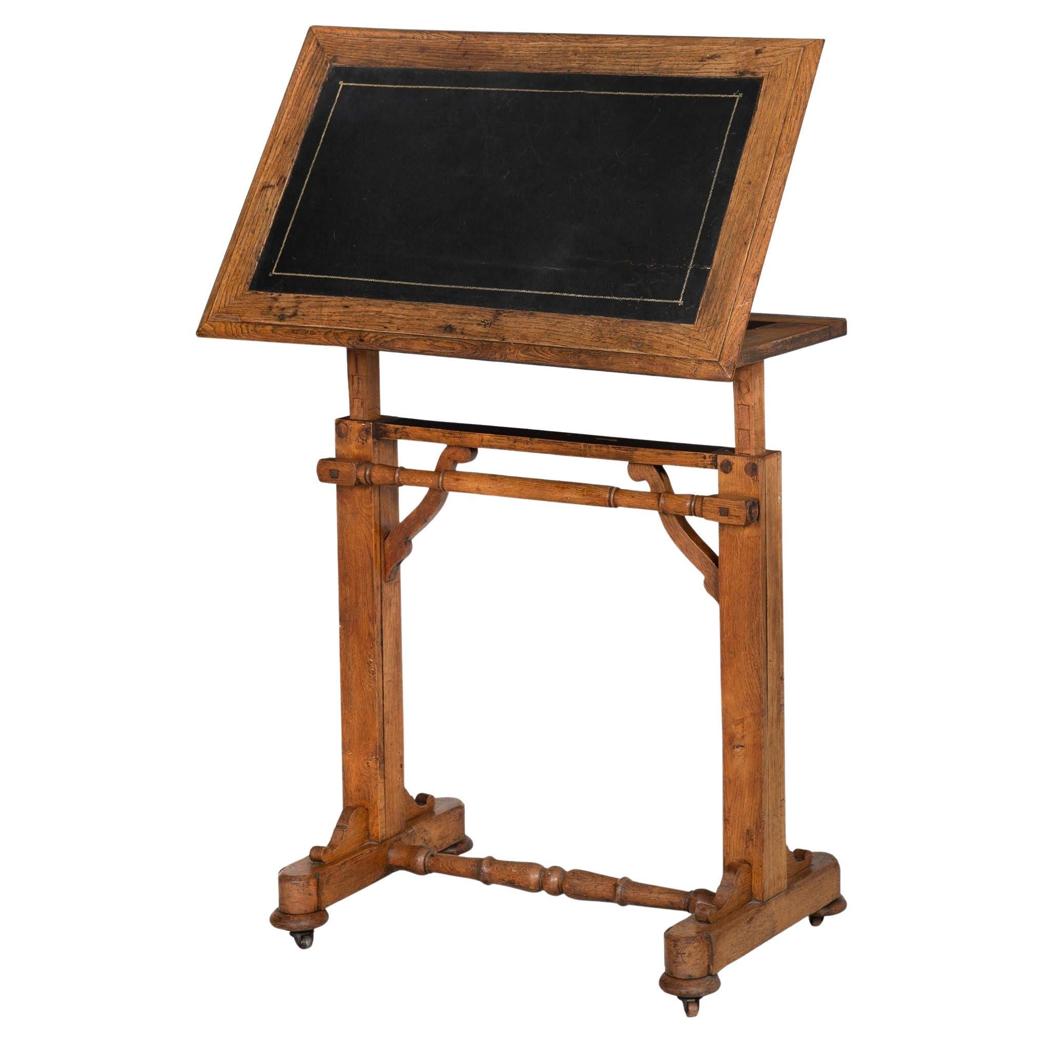 Ancien bureau d'architecte réglable en hauteur Table à dessin circa 1870 en vente